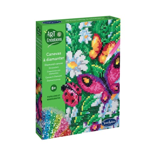 Diamond Painting Canvas: Butterflies & Daisies
