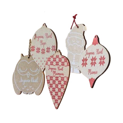 Wooden Santa Christmas Baubles Set 1