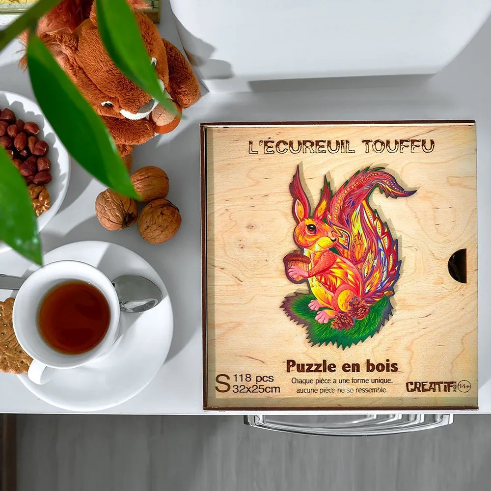 Holzpuzzle für Kinder: Eichhörnchen (118 Teile)