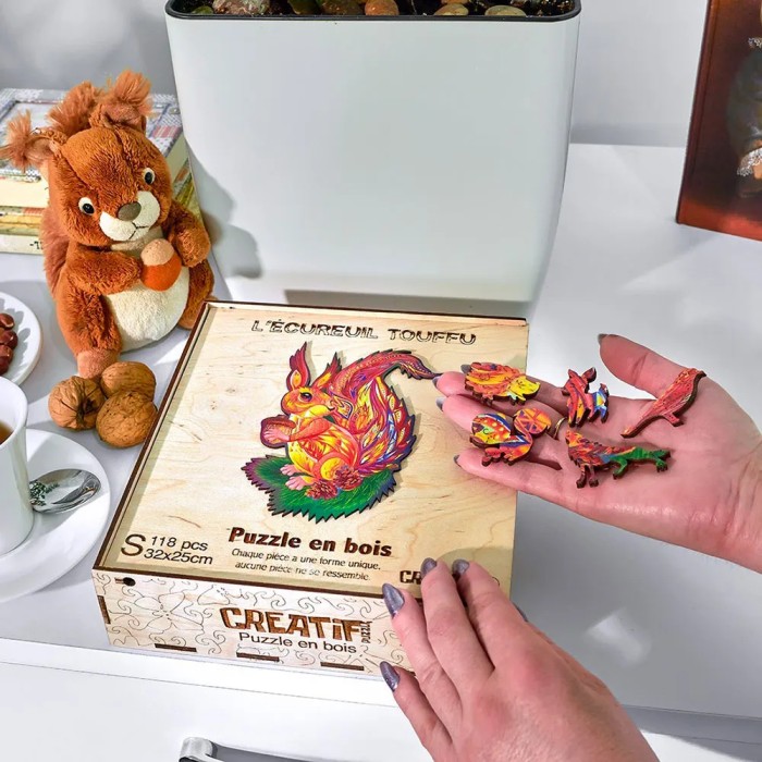 Holzpuzzle für Kinder: Eichhörnchen (118 Teile)