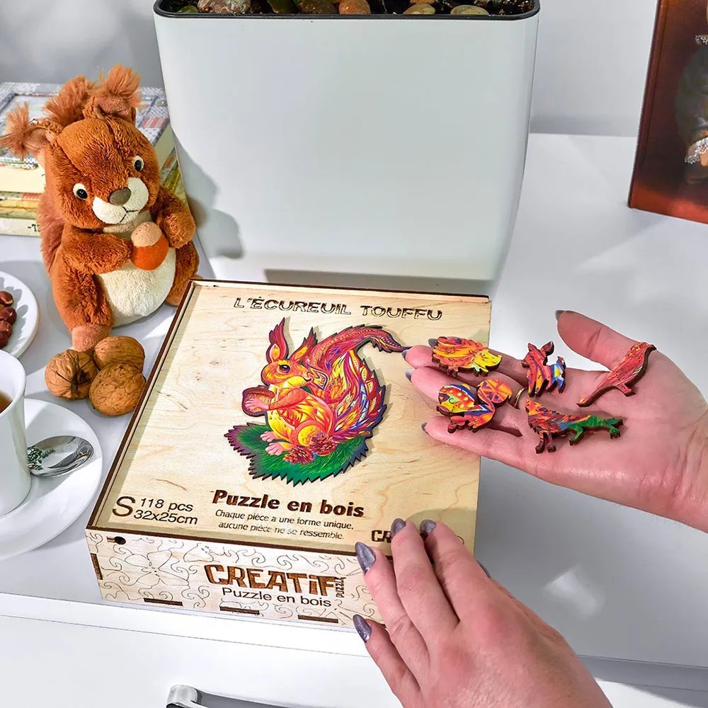 Holzpuzzle für Kinder: Eichhörnchen (118 Teile)