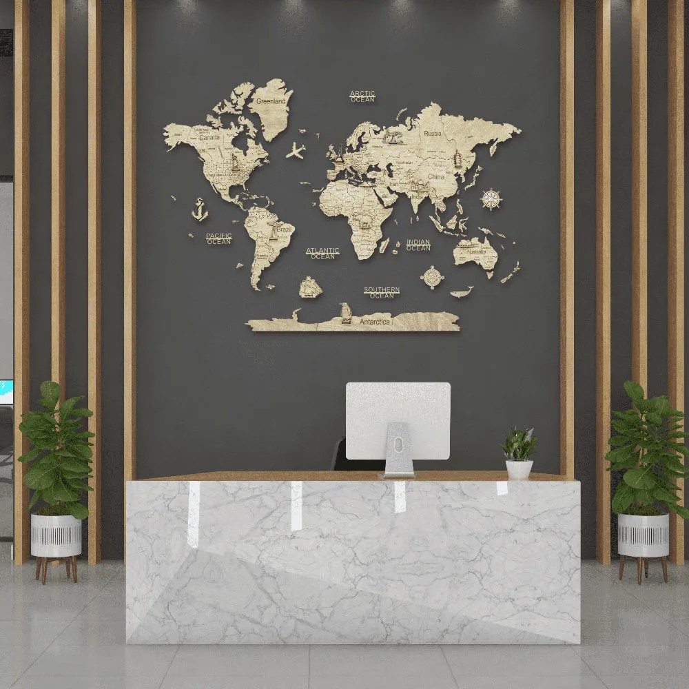 Carte du Monde 2D Claire M (70x100 cm)