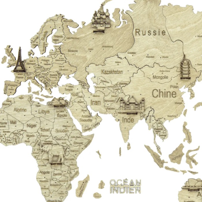 Carte du Monde 2D Claire M (70x100 cm)