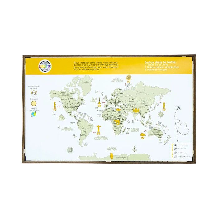 Carte du Monde 2D Claire M (70x100 cm)