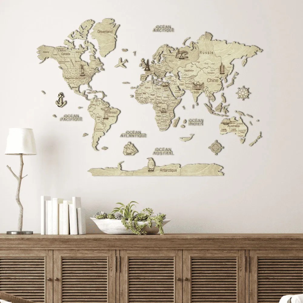 Carte du Monde 2D Claire M (70x100 cm)
