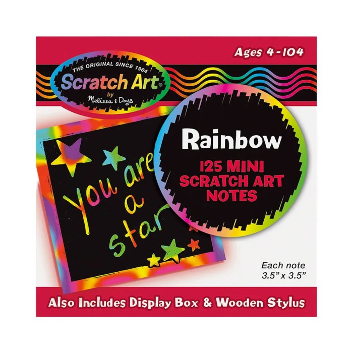 Scratch Art : 125 Mini Feuilles Arc-en-Ciel