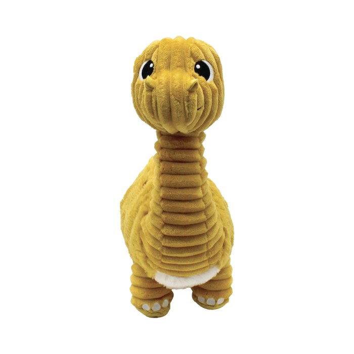 Duo de peluches Les Ptipotos Diplodocus maman et bébé couleur moutarde