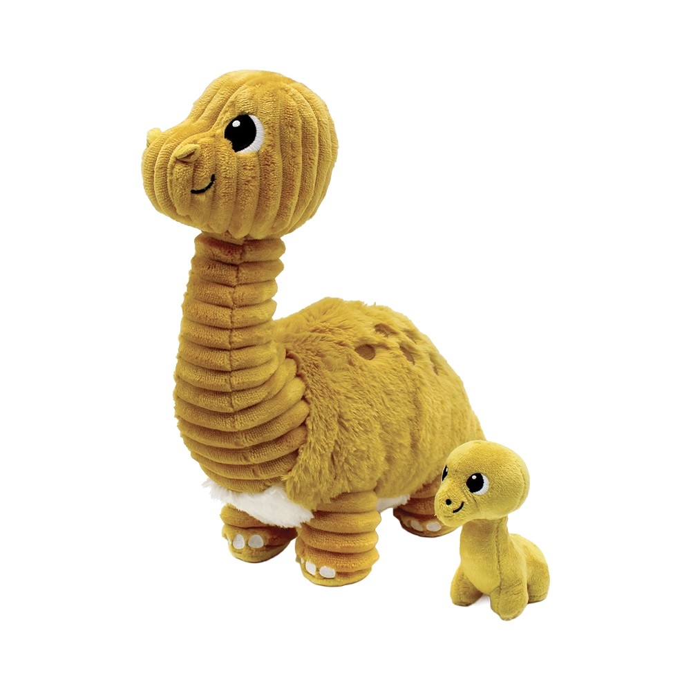 Diplodocus Plush Mum & Baby Mustard