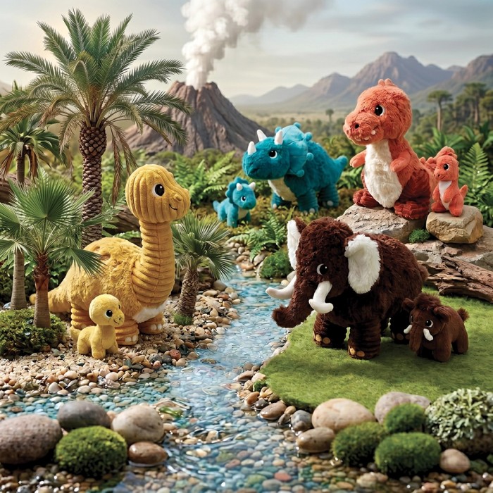 T-Rex Plush Mum & Baby Terracotta
