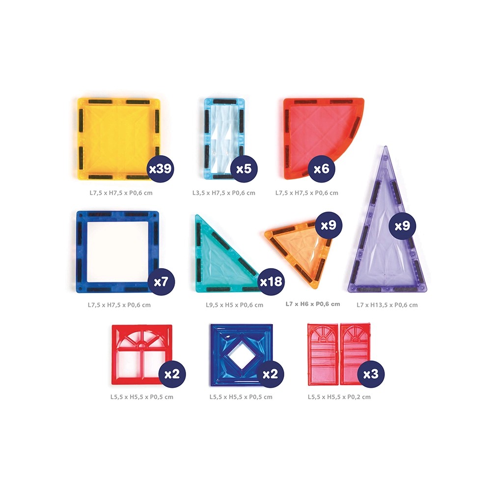 Coffret de construction magnétique XXL 100 pièces multicolores