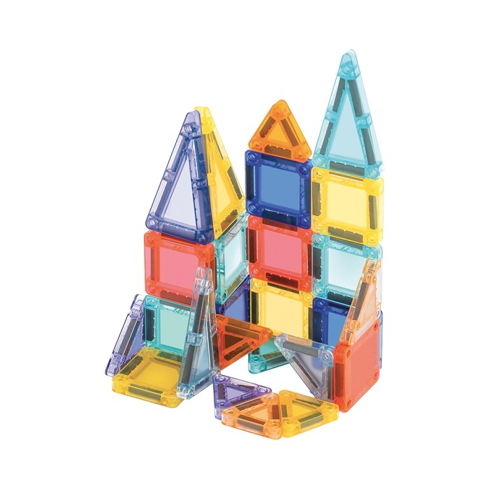 Set Magnetic Mini 26 tuiles magnétiques de construction multicolores
