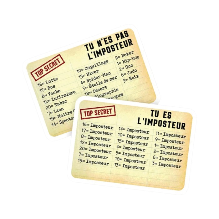 Jeu de bluff et d'ambiance L'Imposteur