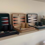 Backgammon Set 23cm Cream-Black-White Green Zip