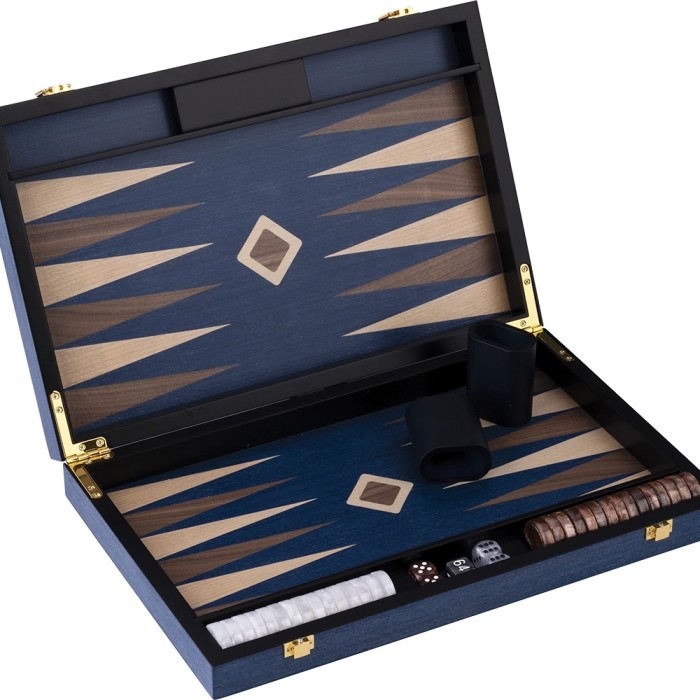 Backgammon 45cm Blu Noce-Acero
