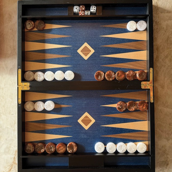 Backgammon Set 45cm Blue Walnut-Maple
