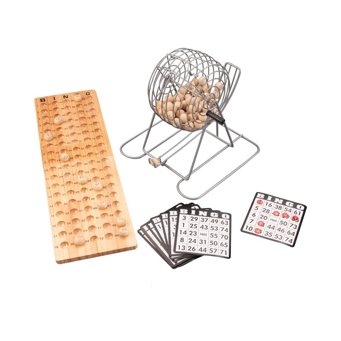 Gabbia Tombola Bingo Metallo con Tabellone Legno