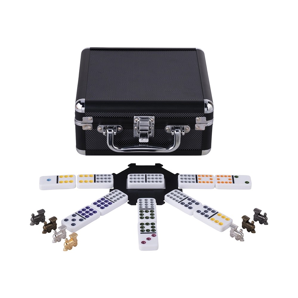 Mexican Train Double 12 Dominoes Aluminium Case