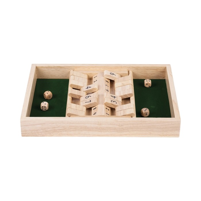 Shut the Box Doppel 34x24cm Heveaholz