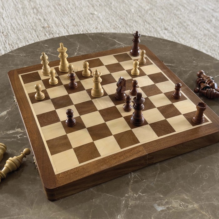 Folding Wooden Chess Set 30x30cm Ash Wood