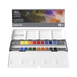Boîte métal aquarelle de voyage Winsor & Newton Professional 18 demi-godets