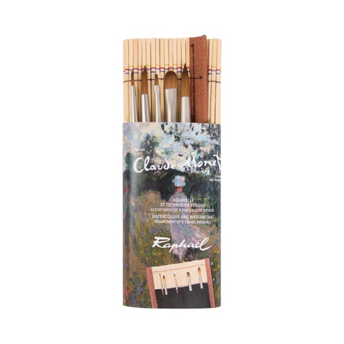 Monet Bamboo Brush Roll with 5 Mini Brushes