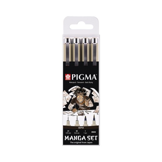 Manga Pigma Micron Sepia Fineliner 4er-Set