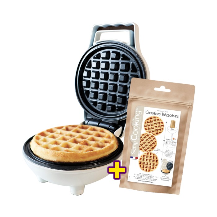 Pack pâtisserie mini gaufrier électrique et préparation gaufres liégeoises Scrapcooking 480g