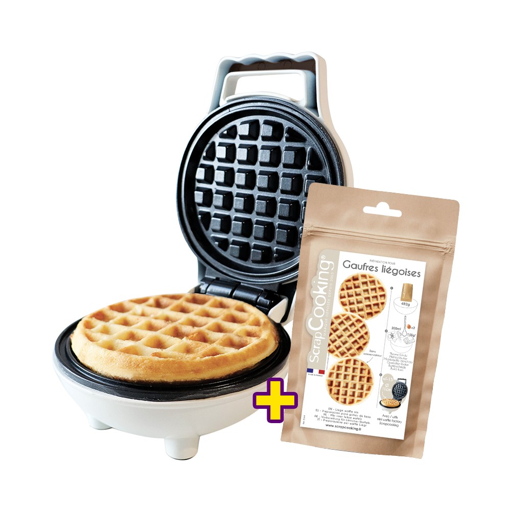 Pack pâtisserie mini gaufrier électrique et préparation gaufres liégeoises Scrapcooking 480g