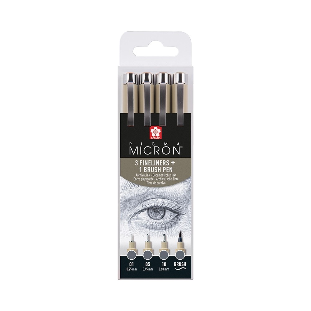 Sakura Pigma Micron Fineliner 4er-Set Kaltgrau