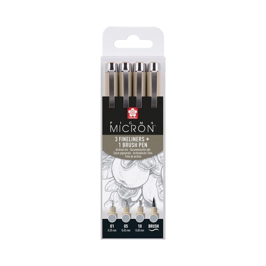 Sakura Pigma Micron Fineliner 4er-Set Hell Kaltgrau
