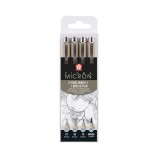 Set de 4 feutres fins de dessin Sakura Pigma Micron tons gris froid clair