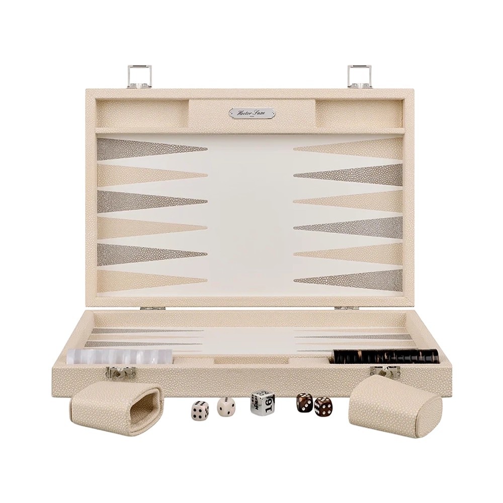Competition Shagreen Backgammon Beige | Hector Saxe | L'Astuce
