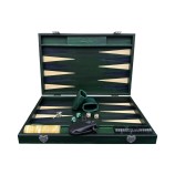 Prestigioso set da backgammon grande Hector Saxe in pelle patinata a mano con pedine perlate e dadi