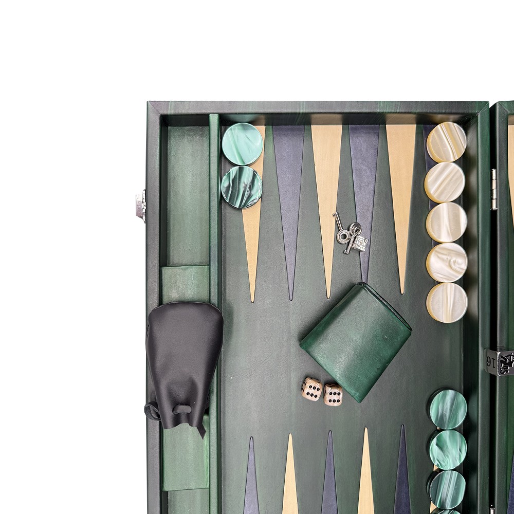 Großes Backgammon Patina-Leder