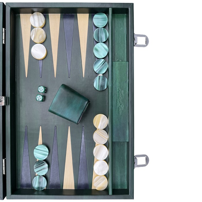 Large Patina Leather Backgammon
