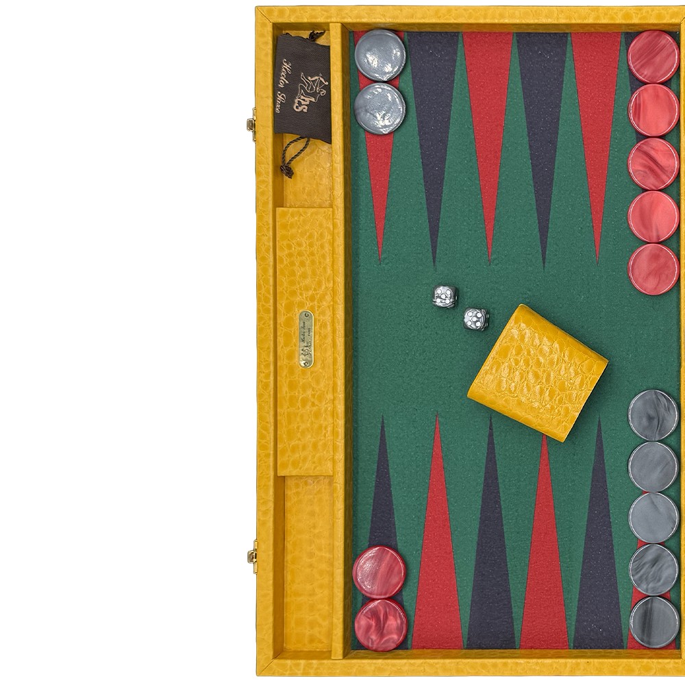 Lizard-Grain Leather Backgammon 30x46 Felt