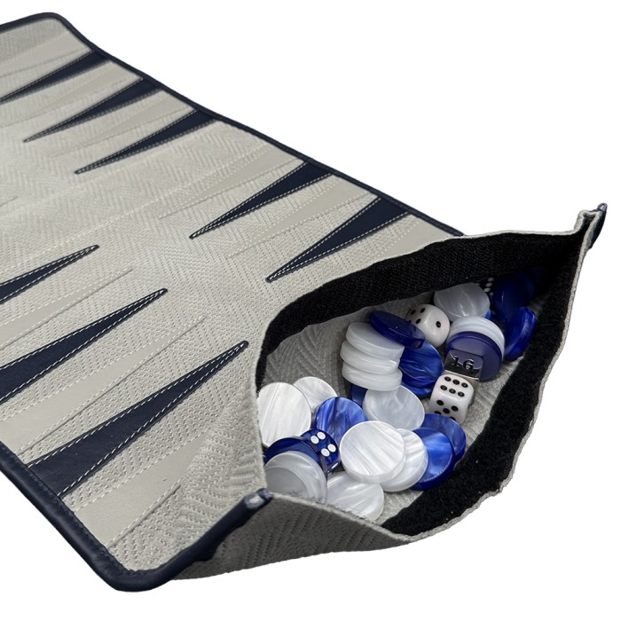 Backgammon da Viaggio Arrotolabile Clyde Grigio Blu