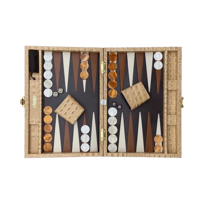 Backgammon Pelle Stampa Coccodrillo 25x37