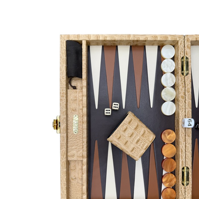 Crocodile-Style Leather Backgammon 25x37