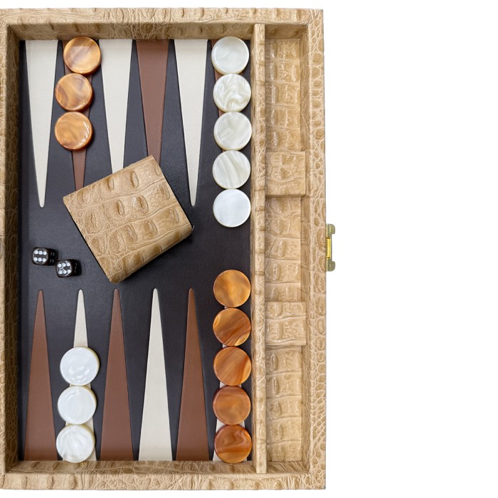 Backgammon Krokoprägung 25x37 Leder