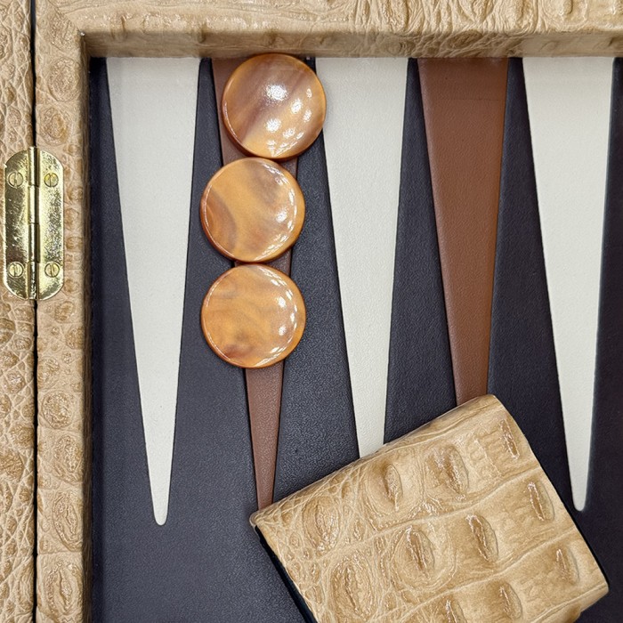 Backgammon Krokoprägung 25x37 Leder