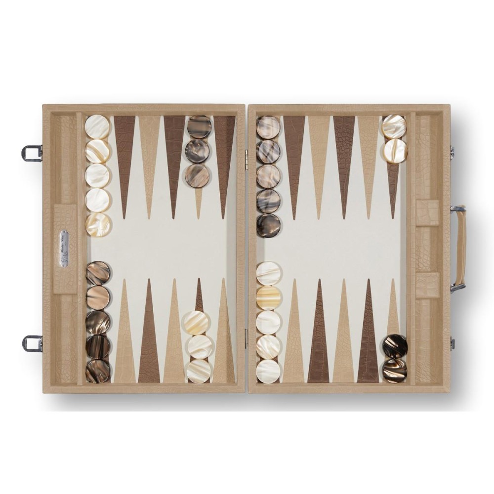 Backgammon en Cuir - Effet Alligator - Format Compétition