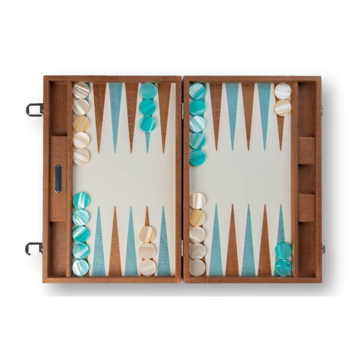 Backgammon en Cuir - Effet Alligator - Format Large
