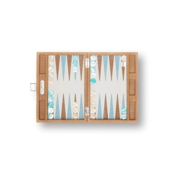 Backgammon en Cuir - Effet Alligator - Format Small