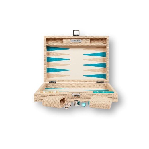 Backgammon Cuir Medium Champagne | Hector Saxe|Astuce Genève