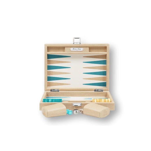 Backgammon Cuir Small Champagne | Hector Saxe|Astuce Genève