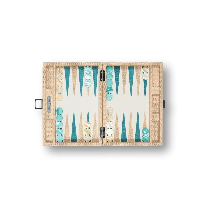 Backgammon en Cuir - Effet Chaîne - Format Small