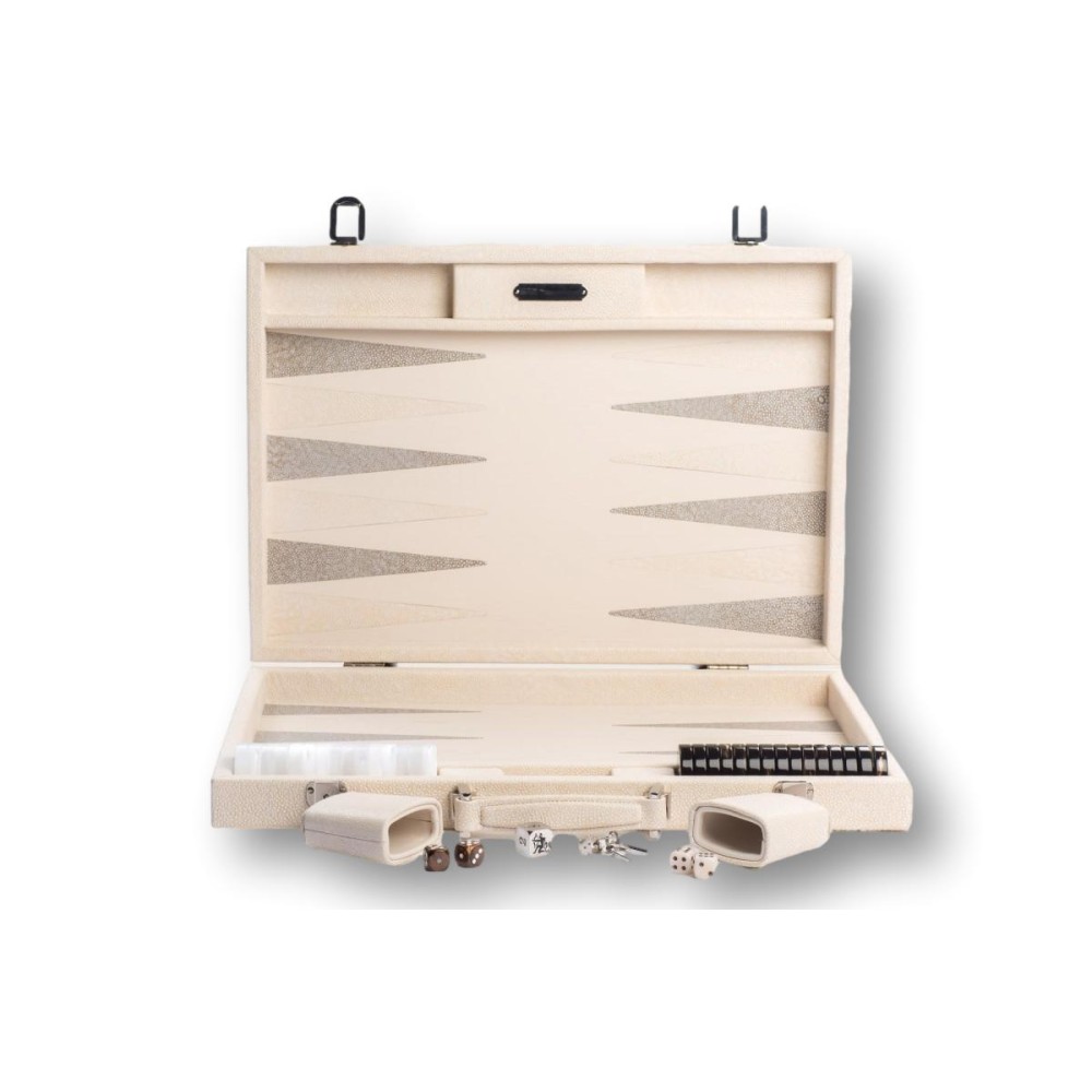 Backgammon Cuir Compétition Beige | Hector Saxe|Astuce Genève
