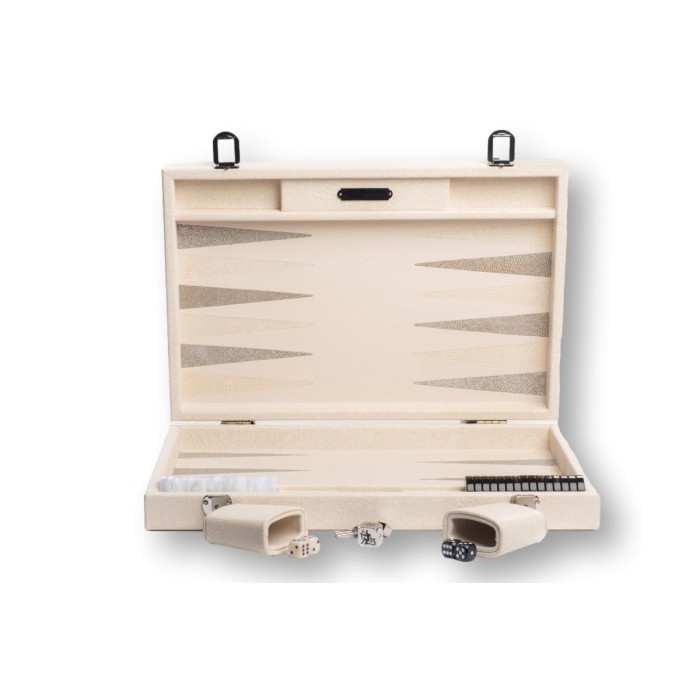 Backgammon Cuir Large Beige | Hector Saxe | L'Astuce Genève