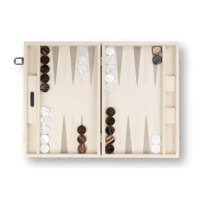 Backgammon en Cuir - Effet Galuchat - Format Large